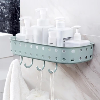 

Free Punching Sticky Storage Rack Toilet Wall Mounted Hanging Shelves Bathroom Shower Supplies Storage Rack Plastic Three Colors