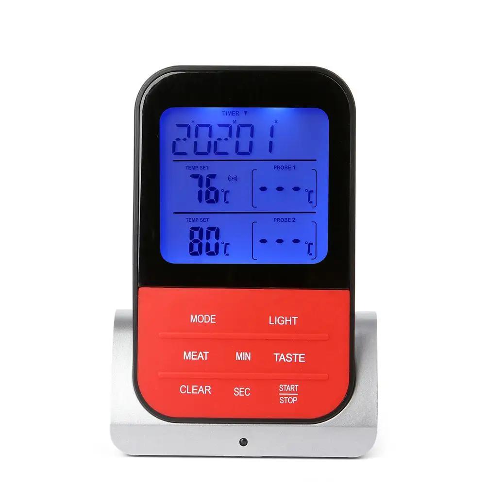 Беспроводной водонепроницаемый цифровой термометр для приготовления мяса, еды, для духовки, гриля, курильщика, барбекю, двойной зонд, цифровые термометры