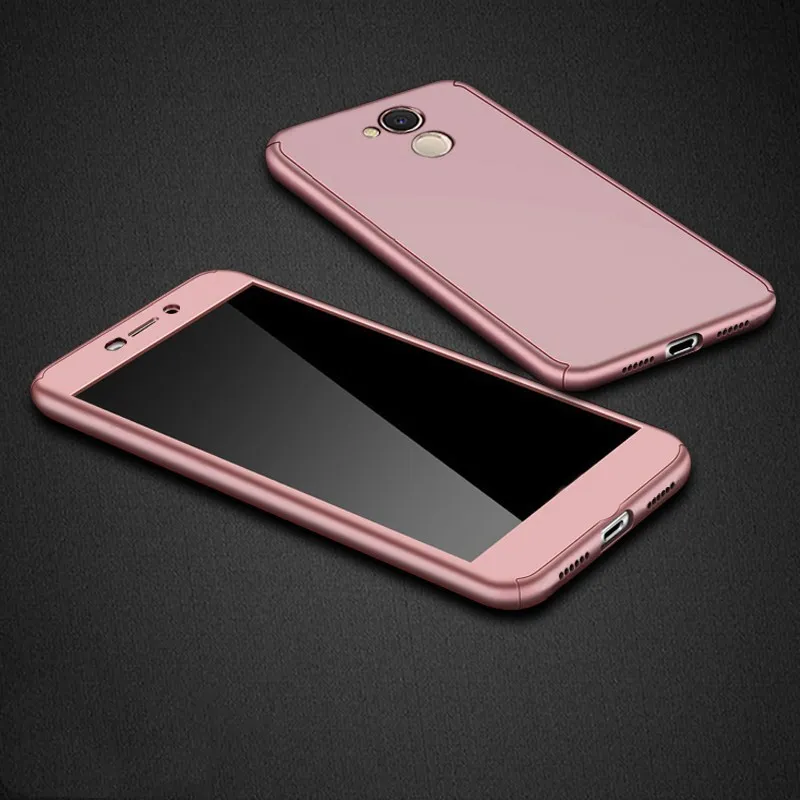 Honor 6A 6C 360 градусов полный чехол s для huawei Honor 6A чехол для телефона для huawei Honor 6A 6C 6 C Pro Чехол s закаленное стекло - Цвет: Розово-красный
