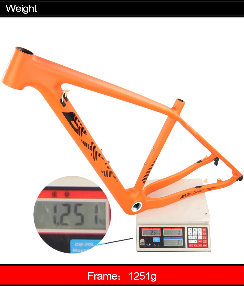 Discount 29er Full carbon fiber mountain bike frame carbon MTB bicycle frame orange frameset BSA Disc brake frames orange S M L 18