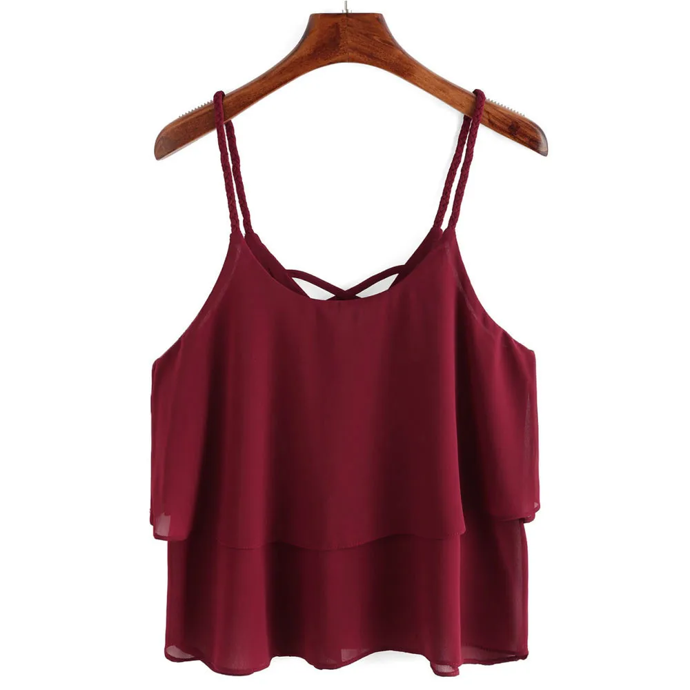 

JAYCOSIN Women Thin Wild Solid Camis Vest Women Tank Tops Female 2019 Summer Sexy Strap Basic Tops Chiffon Sleeveless Camisole