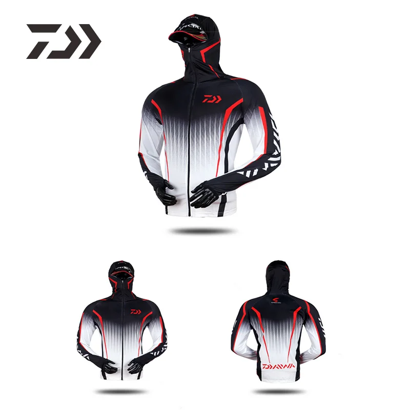 Daiwa Summer Anti-uv Fishing Hooded Men's Professional Clothing Uv Protection Face Neck Breathable Outdoor Fishing Clothes