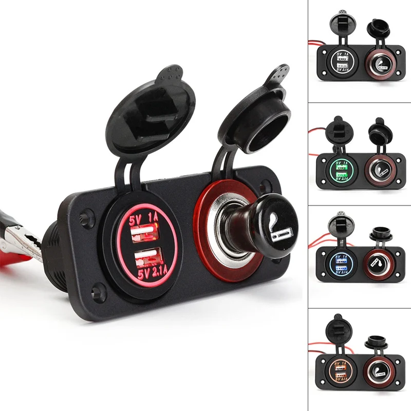 Автомобильное зарядное устройство с двумя USB портами 12 В 24 светодиодный адаптер