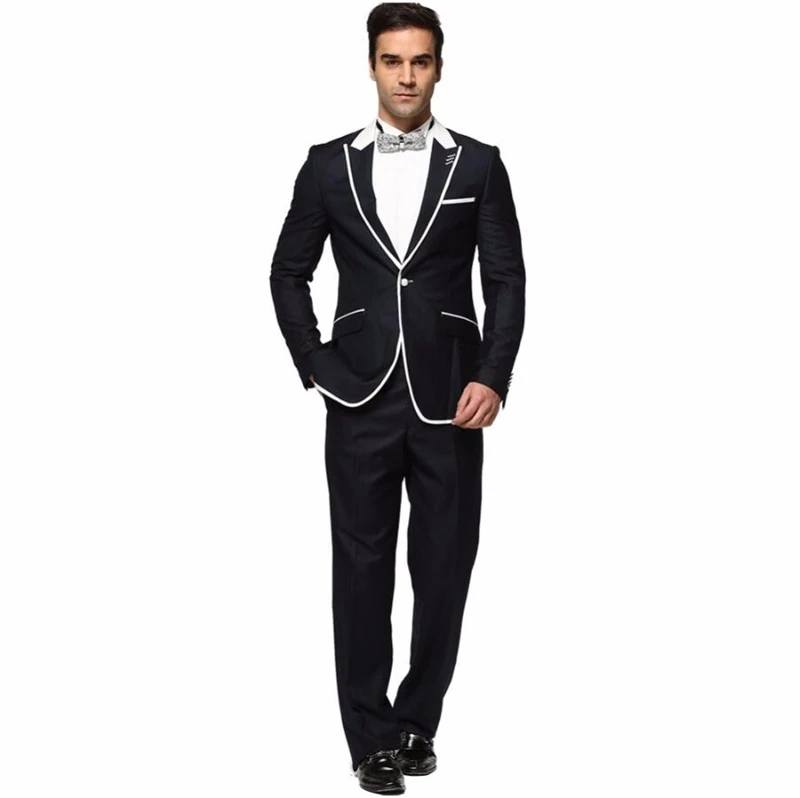 HB042(куртка+ брюки) 2 шт. свадебное платье мужские формальные костюмы весна осень Повседневный блейзер с длинными рукавами Черно-белый мужской костюм