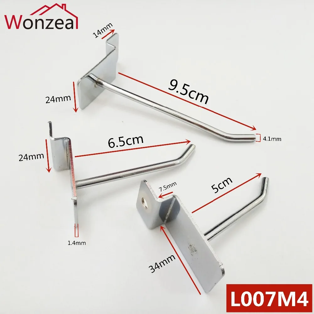

2pcs/Lot Dia. 4mm Display Hooks Cold-rolled Steel Pegboard Hooks Single Slatwall Hooks Length 5cm/7cm/10cm/14cm/19cm/24cm/29cm