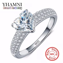 Joyería fina Sólidos Anillos de Plata Para Las Mujeres 925 Real de Plata Anillos de bodas de la CZ Corazón SONA Anillo de Compromiso de Diamantes de Joyería AR048