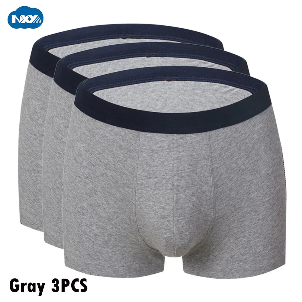 NXY Fashion Fat Males Panties 3 Pack Solid Cuecas Boxer Plus Size Mens