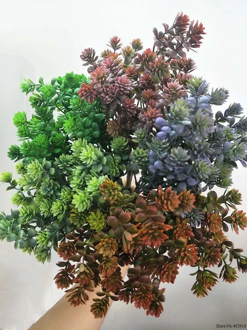 28 голов суккуленты искусственные растения осенние поддельные листья пластиковые суккулентные растения Лотос трава для сада Свадебные украшения