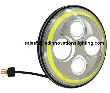 

Free shipping Yellow Halo IP67 30W 7inch Auto Parts Market Sliver face OSROM LED Low&High Beam Head light with DRL Wholesales