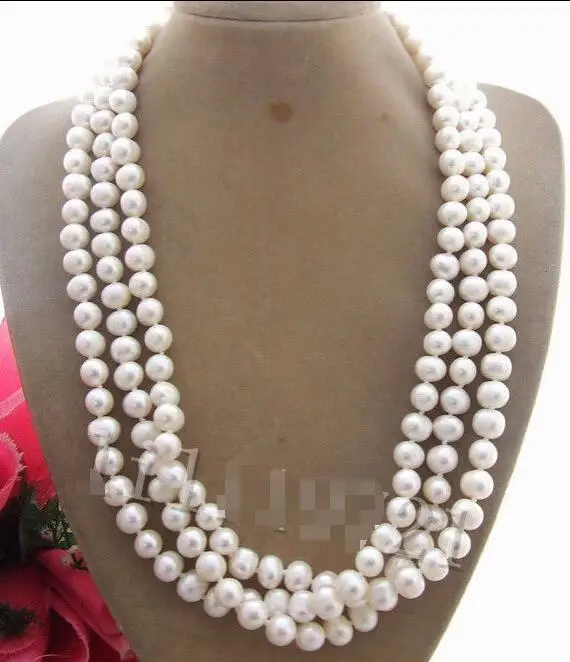 Hot selling free shipping********Beautiful 9-10mm white freshwater pearl necklace 60&quot | Украшения и аксессуары