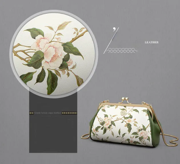 Женская сумка из натуральной кожи, сумка на плечо с принтом в китайском стиле, модная сумка, дизайн, обеденная посылка, сумка на цепочке