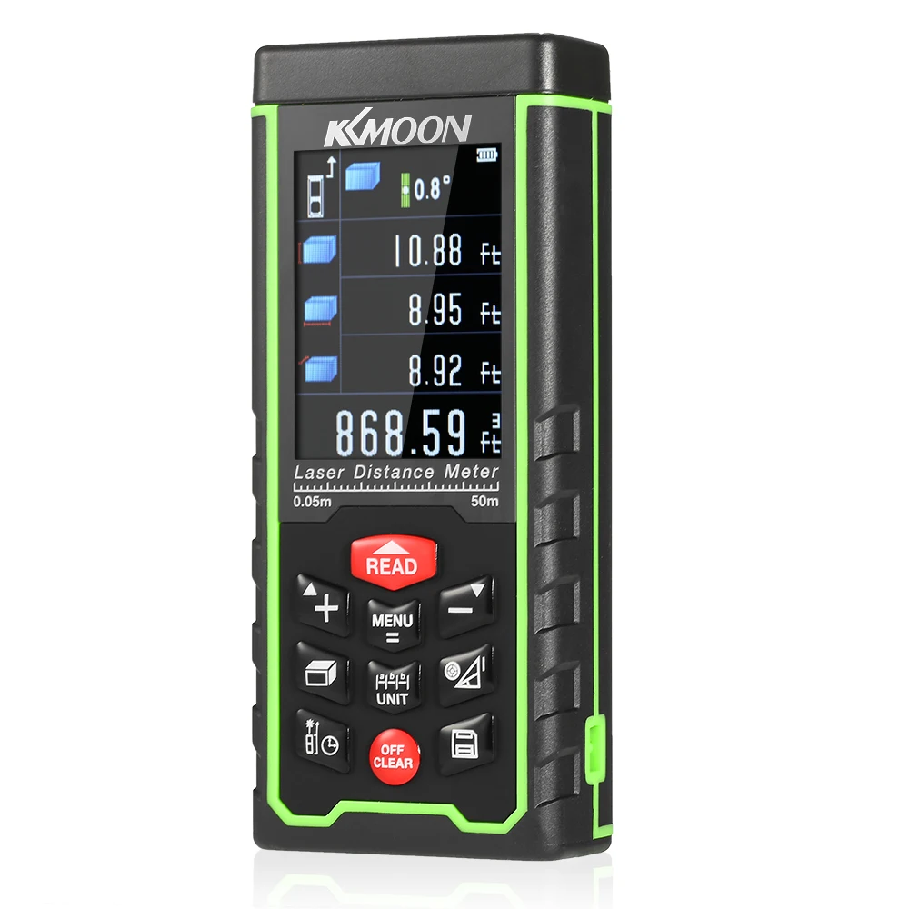 

Rangefinder 50m Handheld Rechargeable Digital Laser Distance Meter Range Finder Diastimeter Area Volume Measurement