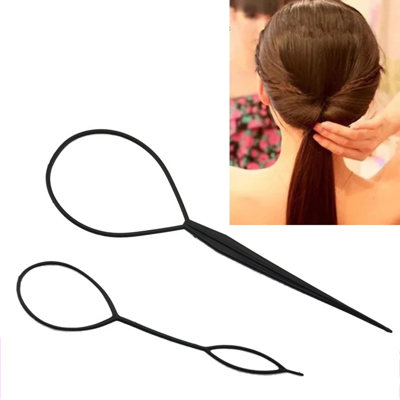 

2 Size Hair Tail Twister hairstyle band Black Hair Twister Pull Needle Hair Stick Portable Hair Accessory M01954