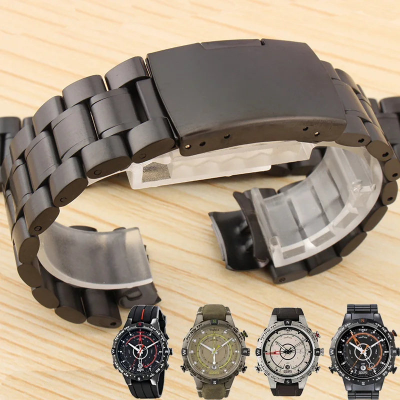 Браслет HUXIE из нержавеющей стали 24*16 мм (интерфейс) для timex smart IQ серии T2N720 T49859 T2N721