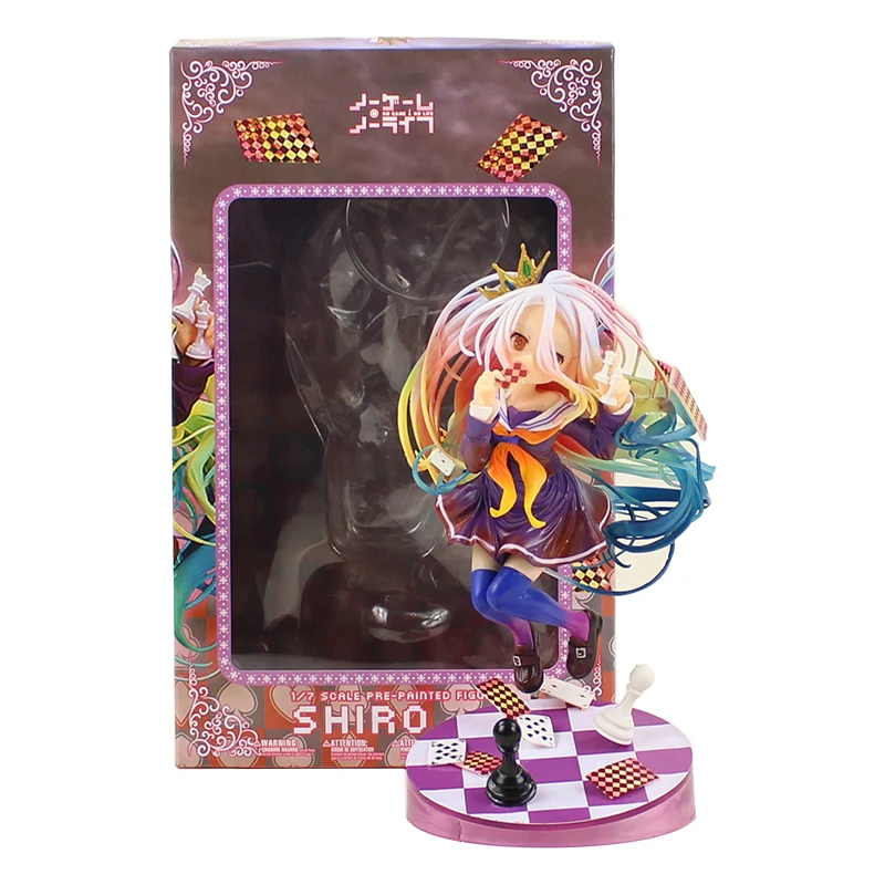 

No Game No Life Shiro Figure Toy Jumping Shiro With Chess and Poker Anime Collectible Model Dolls