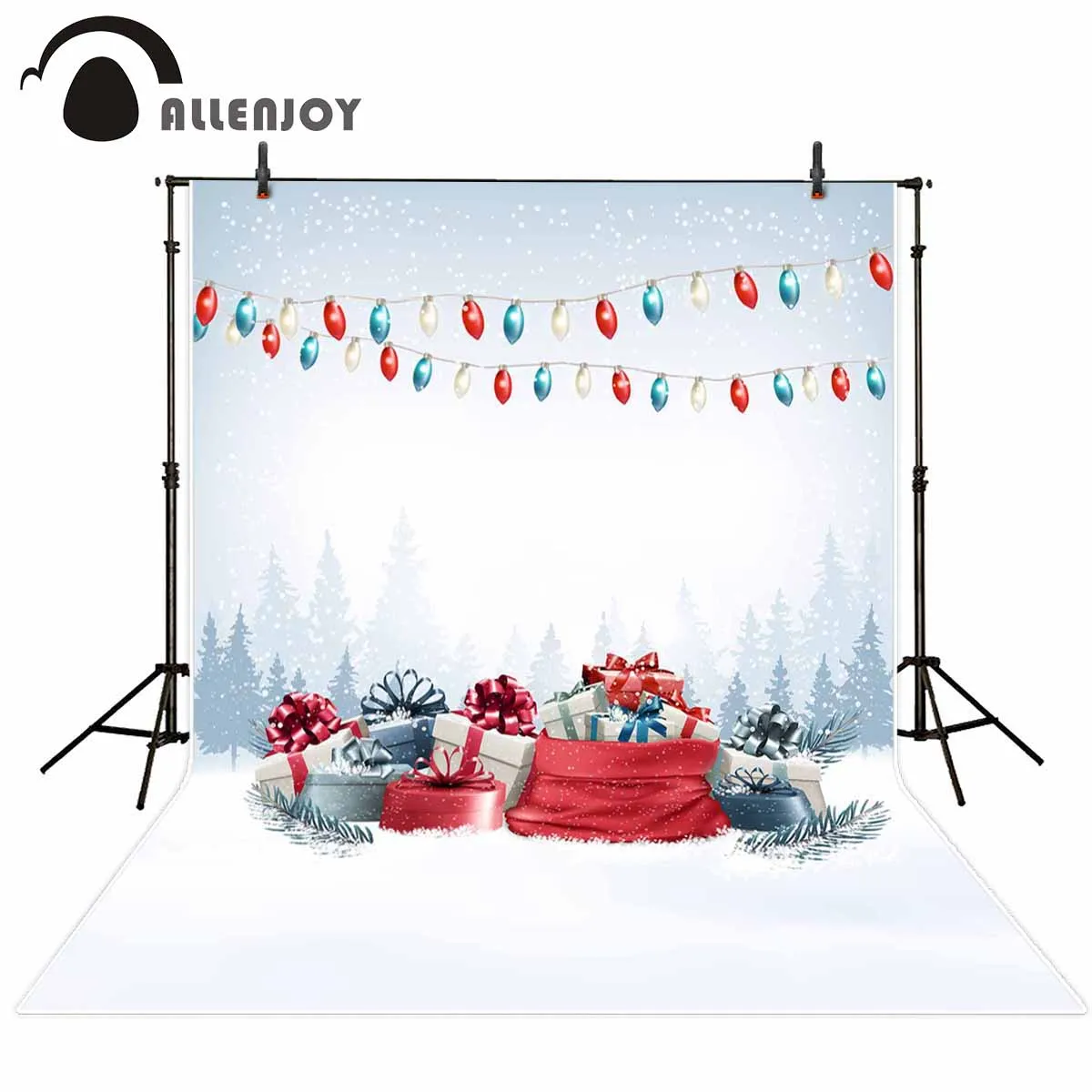Allenjoy фоны для фотостудии Рождественские подарки Гирлянда красочные подарочные