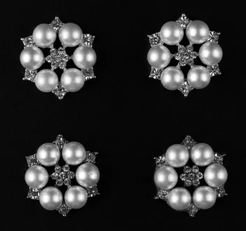 

(120pcs/lot) Factory Price Bling Pearl Metal Rhinestone Button Vintage Flatback Craft Button For Baby Girl Hair Accessories