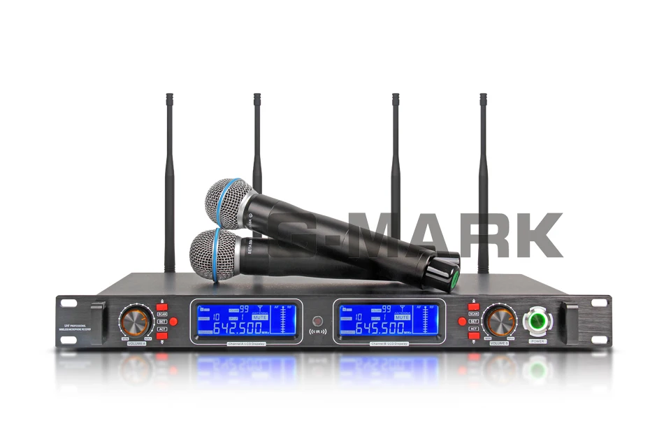 G-MARK Professional UHF Wireless Diversity Receiver System Microphone 2 Channels 2 Handheld Video Karaoke Top quality