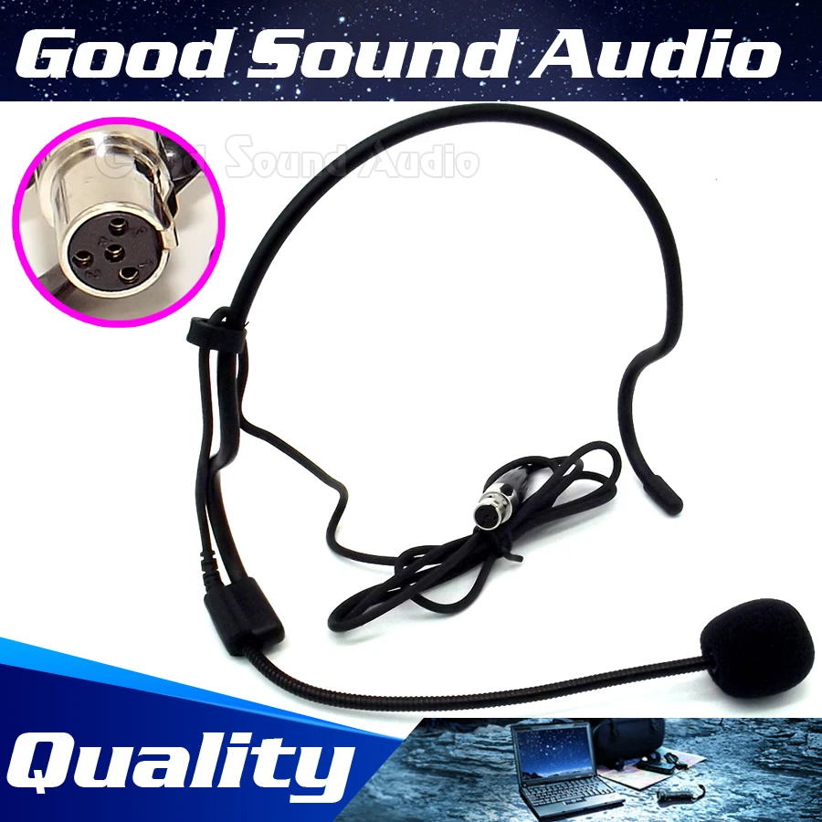البسيطة XLR 4 دبوس TA4F 4PIN موصل العصابة Headworn Mic مشبك الأذن المكثف سماعة الميكروفون ل شور اللاسلكية نظام Bodybelt