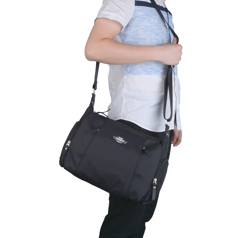 

Coofit Brand Unisex Nylon Messenger Bag Black Quality Waterproof Crossbody Bags Simple Large Shoulder Bag Business For Women Men