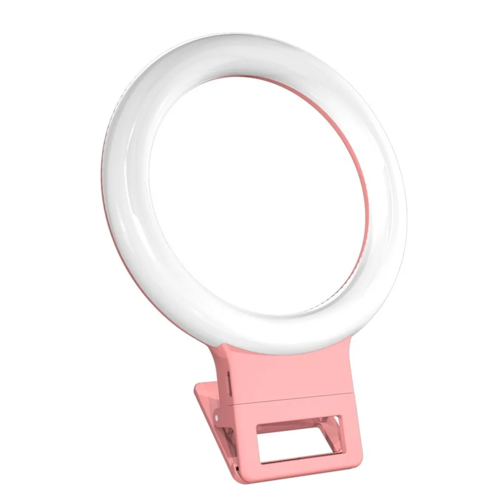 Портативный светодиодный светильник для селфи с кольцом и зажимом для камеры и телефона