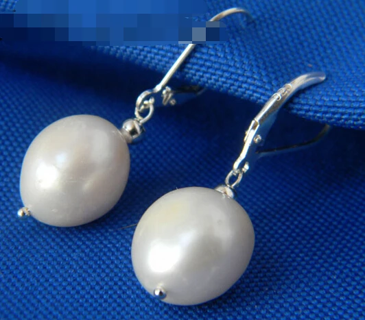 

free shipping 11915 White Baroque Freshwater Pearl Dangle Earring
