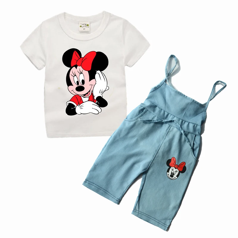 

Two Piece Set Kids Girls Baby Clothes Summer Fashion Cartoon Toddler Girl Children Boutique Clothing Sets Suspender Pants Z30