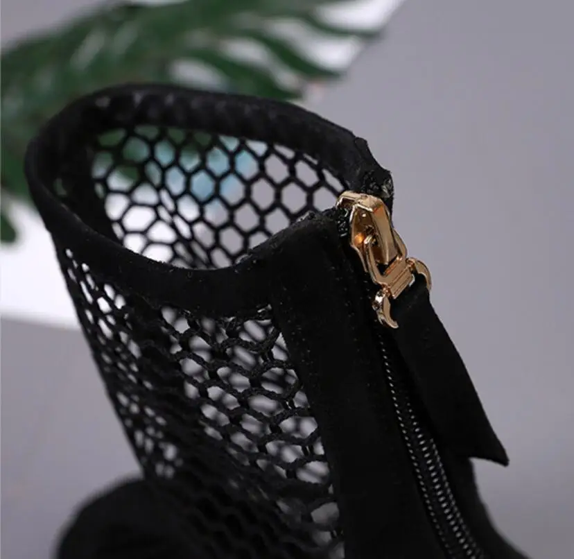 CHAISHOU Summer New Women Sandals 2019 Fashion Boots Baotou Sexy Mesh Openwork Thick Heel Pumps krasovki Famela B-474