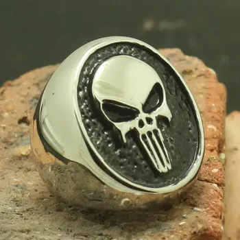

Size 7 To Size 15 Mens 316L Stainless Steel Cool Newest Punisher Cool Ring Wholesale price