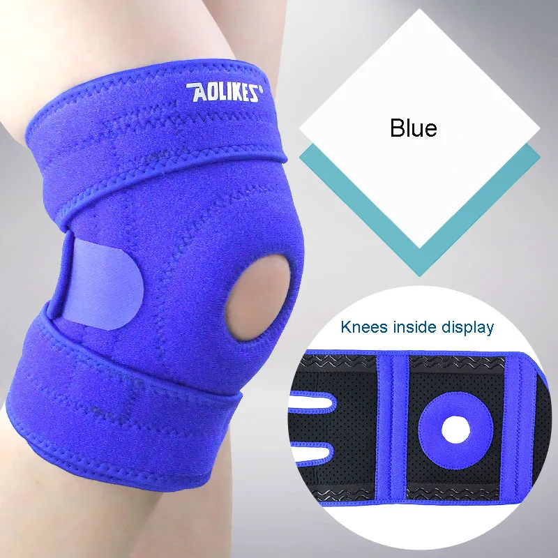 AOLIKES, 1 шт., наколенник для поддержки колена, защита от артрита, регулируемый спортивный наколенник, наколенник, сохраняет тепло колена - Цвет: Blue Left