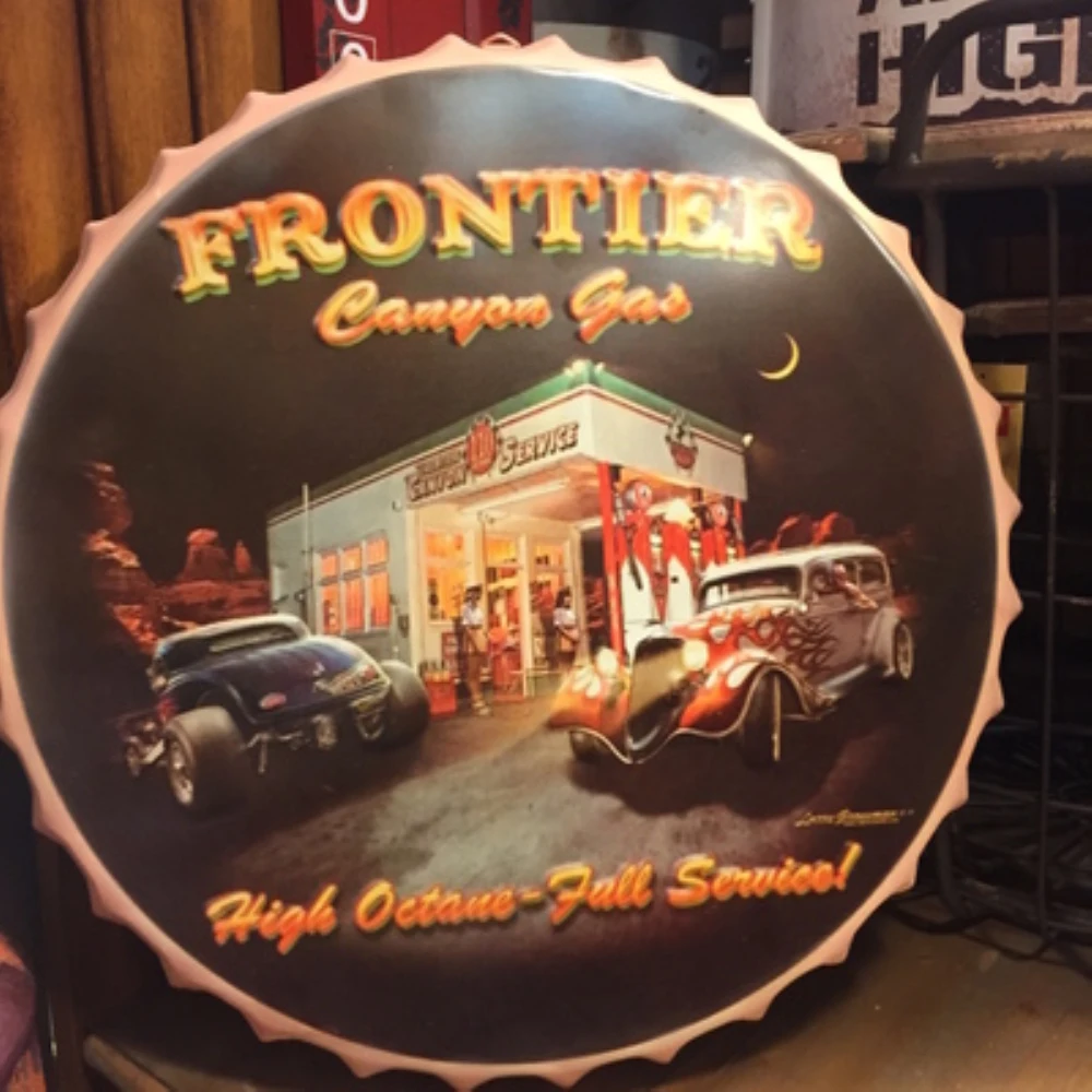 

FRONTIER Large Beer Cover Tin Sign Logo Plaque Vintage Metal Painting Wall Sticker Iron Sign Board Decorative Plates 50X50 CM