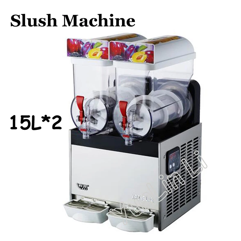 

220V/110V Slush Machine 15L Beverage Ice Machine Snow Melting Machine 2 Tanks of Commercial Slush Machine XRJ -15L* 2