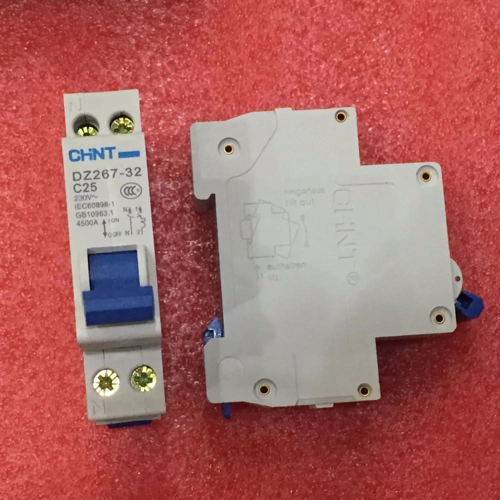 

Free Shipping New CHINT Miniature circuit breaker DZ267-32 1P+N C25 25A Double inlet and Double outlet circuit breaker switch