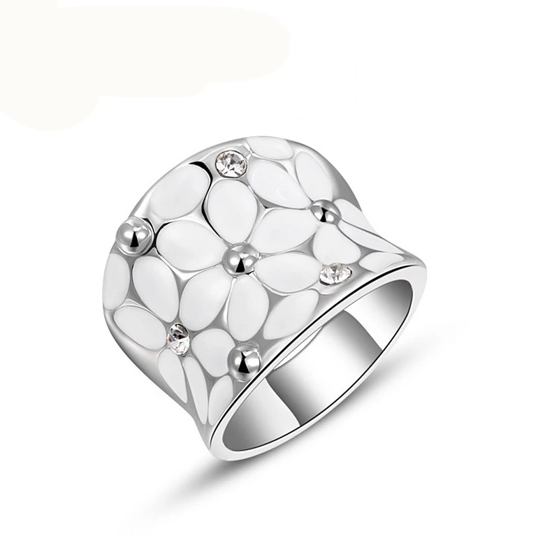 

Crystals Rhinestone Flower Pattern Vintage Charms Irregular Drops Of Oil Engagement Ring Wedding Party Rings For Women Jewelry
