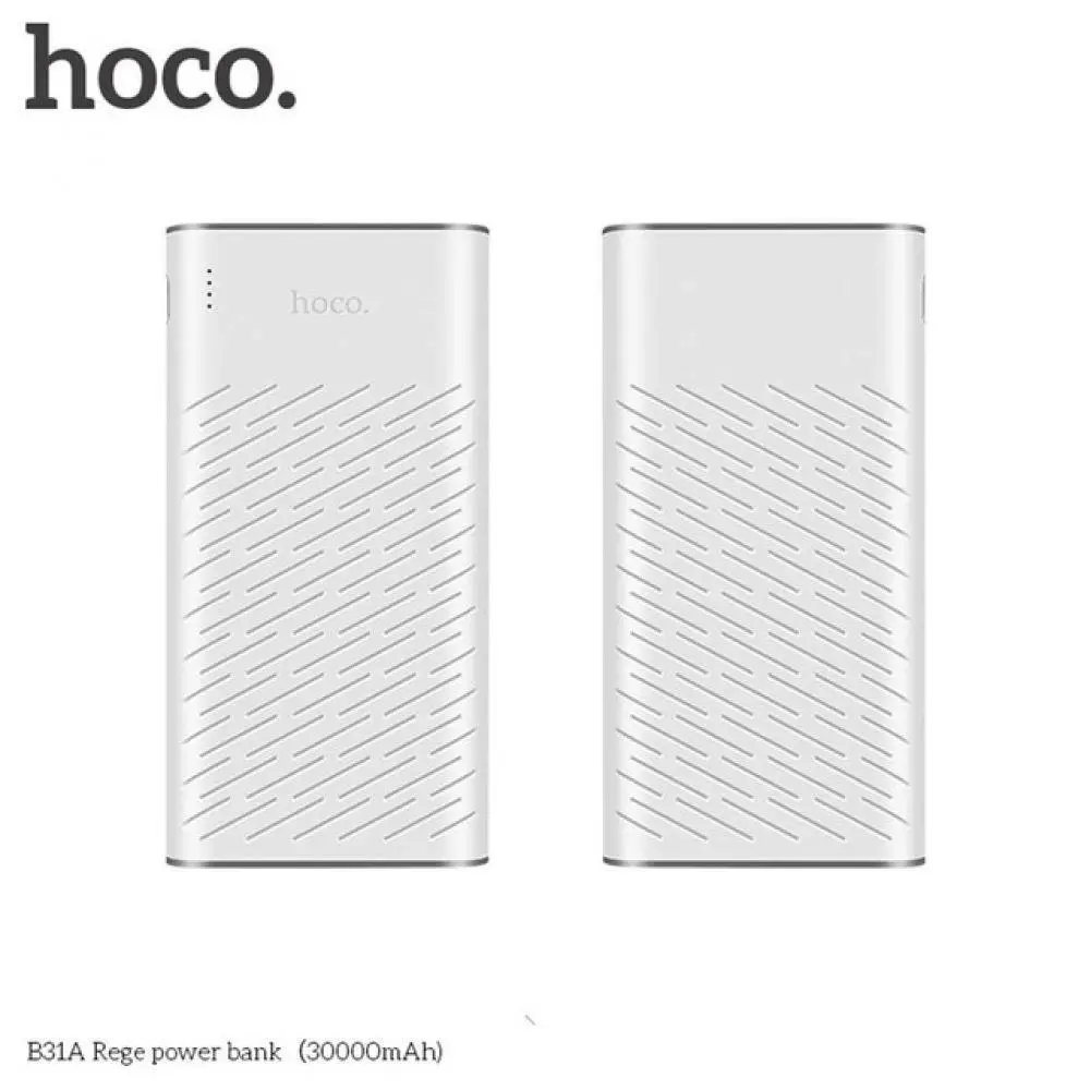 HOCO power Bank 30000 мАч 18650 аккумулятор, внешние аккумуляторы, портативное зарядное устройство для мобильного телефона, power bank, быстрая зарядка для iPhone xiao - Цвет: white