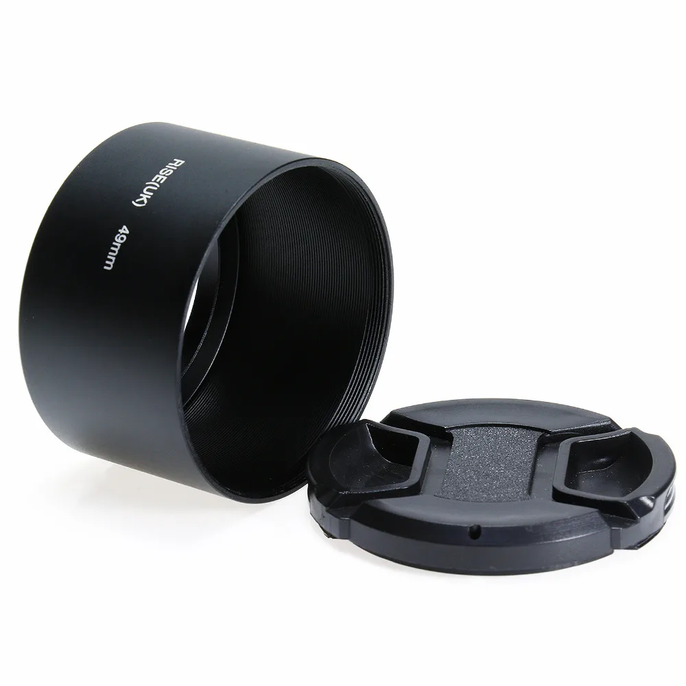 hot sale 49MM METAL Lens Hood & Cap for Canon T4i T3i 7D 50D 60D 18