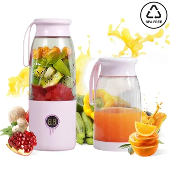 

Portable Blender USB Rechargeable Smoothie Blender Six Blades High Speed 420ML Personal Mini Juicer Cup LED Digital Touch Switch