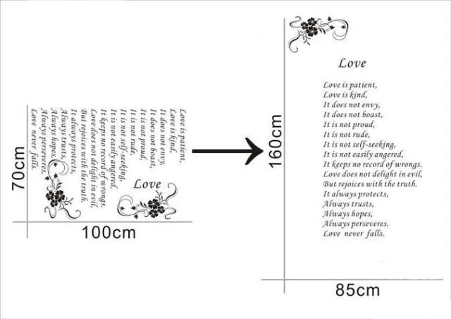 Большие семейные наклейки 160x85cm- Любовь терпелива.. DIY домашняя Цитата переводная виниловая настенная наклейка Библейские стихи