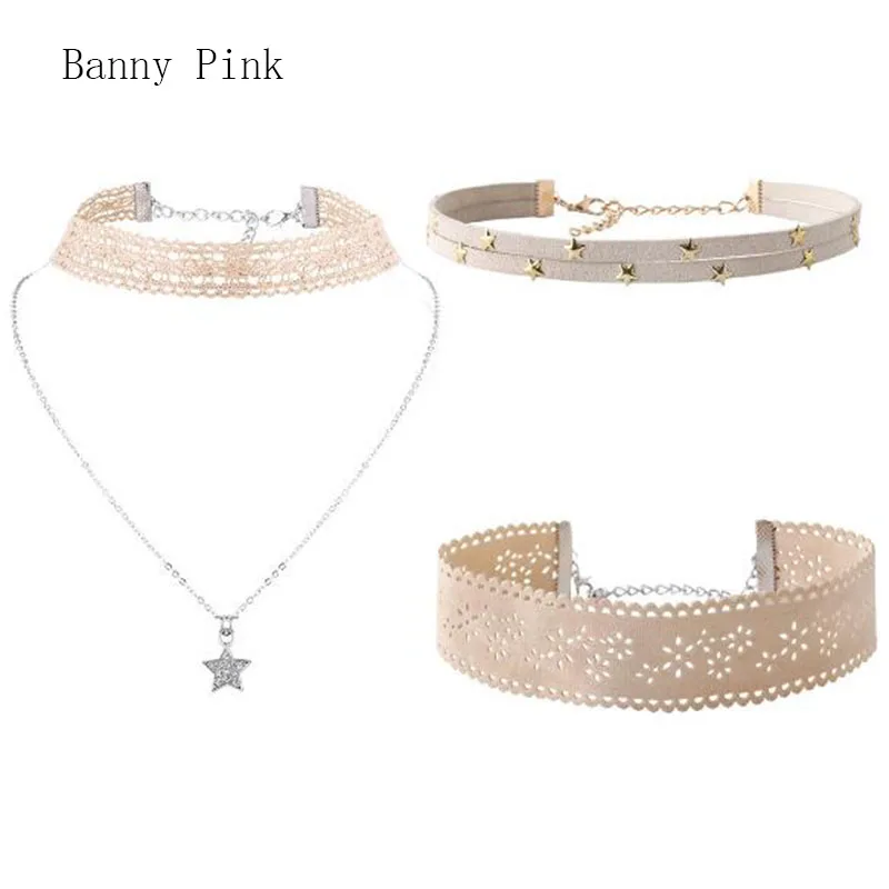 Elegant Leather Choker Necklaces For Women Cute Alloy Star Pendant Choker Collars Fashion
