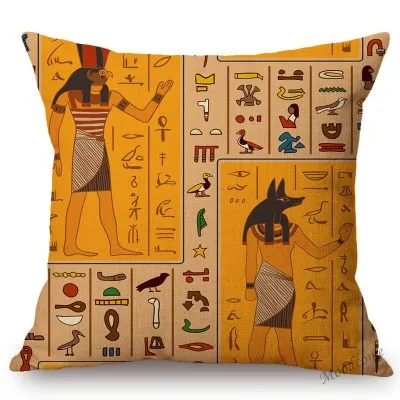 Древний Египетский иероглифы буквы символ шаблон диван пледы наволочка Африканское искусство египетский фараон королева льняная наволочка - Цвет: N277-7
