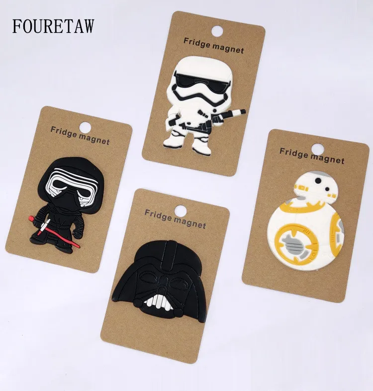 

1 Piece FOURETAW Cartoon Cute Star Wars Darth Vader BB8 White Storm Trooper Fridge Magnets Blackboard Message Magnetic Stickers