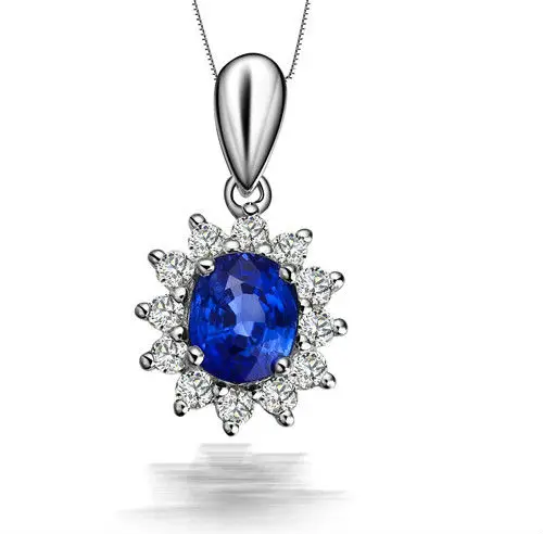 1 карат большой Сапфир натуральный синий драгоценный камень кулон с бриллиантом Роскошные ювелирные изделия для свадьбы помолвки ювелирные изделия