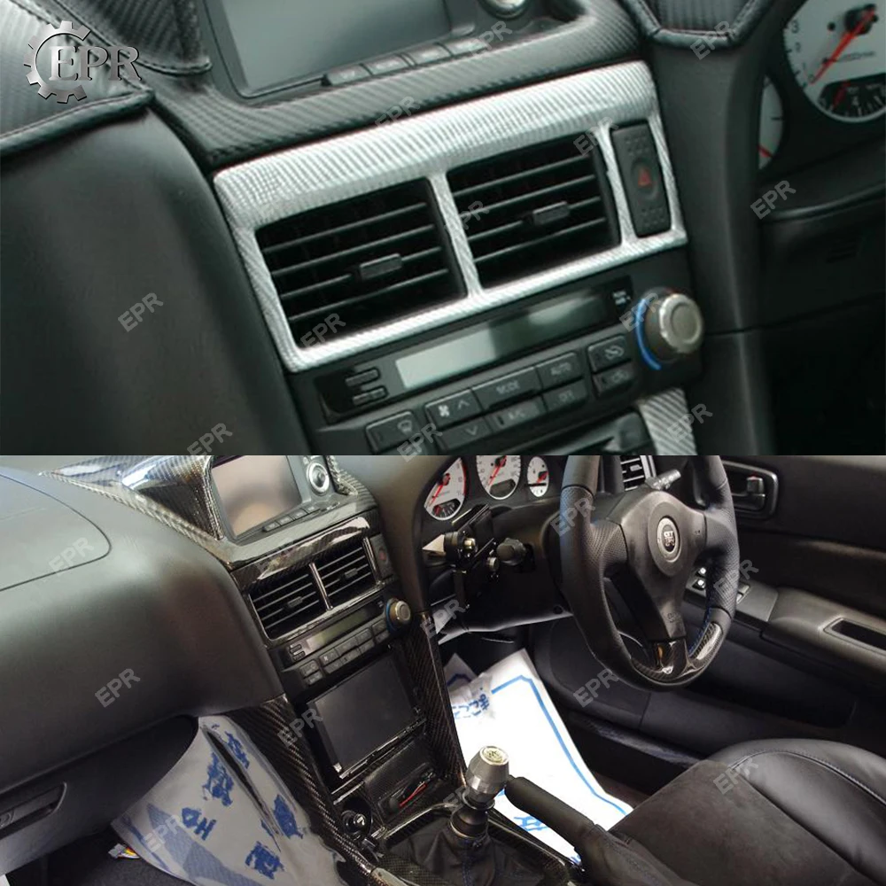 Для Nissan R34 GTR углеродное волокно Air Con Surround Stick on type(RHD) тюнинг отделка интерьера Аксессуары для R34 Air Con крышка