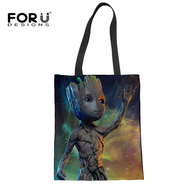 Forudesigns Galaxy Groot Print Linen Tote Bags Recycled Mom Ping Forudesigns Galaxy Groot Print Linen Tote Bags Recycled Mom Ping Bag Women Casual Handbags For Lady