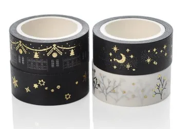 

AC001-15mm*5m silver color golden color winter day washi adhesive tape(1piece)