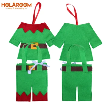 

6Pcs/lot Christmas Stocking Bags Knife &Fork Holder bag gift candy bag for Xmas Party Dining Table Home Decoration Supplies