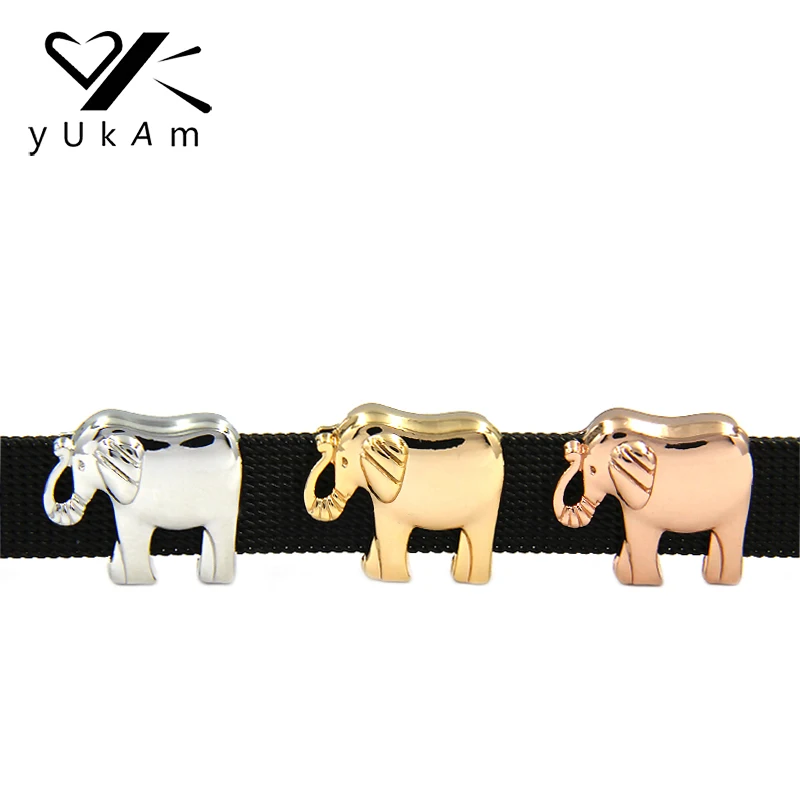 

YUKAM Slider Keys Small Animal Elephant Slide Charms Keeper for Leather Wrap Mesh Keeper Bracelet DIY Jewelry Accessories Making