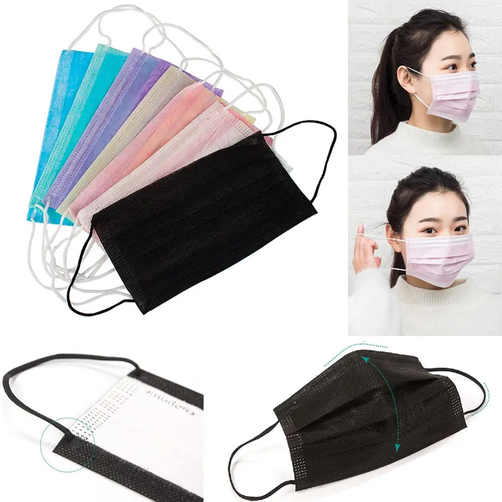 

20PCS/Pack Colored Anti-dust Windproof Mask Durable Disposable Mouth Nose Face Care Eyelash Extension Non-woven Fabric Masks