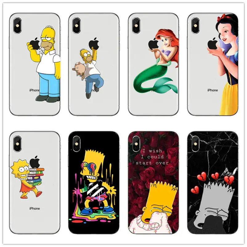 

Homer J.Simpson Silicone soft Clear Mobile Phone Case For iPhone X XS MAX XR 6 6s 7 8 plus SE 5S 5 Bart Simpson Back Cover coque