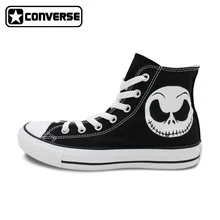 Nightmare Before Christmas Skull Black Converse Chuck Taylor Hand Painted Women Men Shoes Man Woman High Top Canvas Sneakers